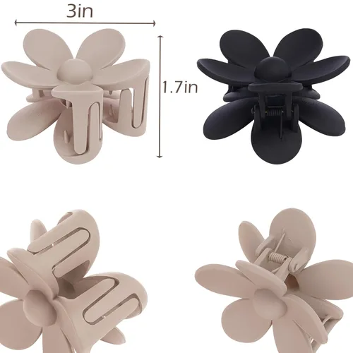 Vista 2 de 6 pinzas para el cabello de flores, pinzas de margarita, pinzas de garra grandes mate, pinzas de sujeción fuerte, accesorios para cabello grueso, 6