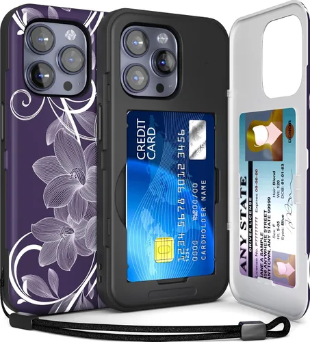 Vista 11 de TORU CX Slim - Funda tipo cartera para iPhone 15, funda protectora a prueba de golpes resistente con tarjetero oculto y ranura para tarjetas, espejo