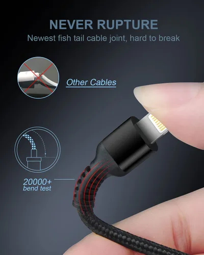Vista 5 de Cargador de teléfono de coche Cable Lightning Cargador de carga rápida para iPhone 14 13 Apple Lightening Wire 6FT+4.8A Dual Port USB Cigarette