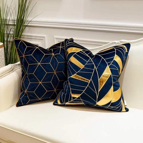 Vista 4 de Avigers Funda de almohada de 18 x 18 pulgadas, oro azul, terciopelo