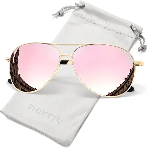 Vista 20 de Gafas de sol polarizadas aviador para hombre y mujer Marco A1-Negro Lente Gris