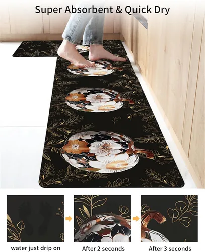 Vista 4 de Pumpkins Black Bath Mat for Tub,Non Slip Bathroom Floor Runner Rug Quick Dry & Absorbent Diatomaceous Earth Shower Sink Kitchen Washable
