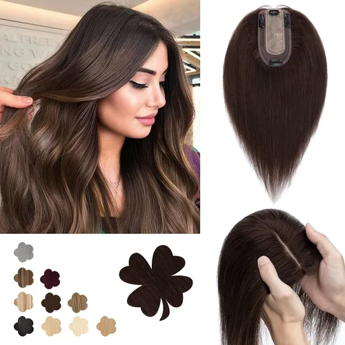 Vista 23 de Benehair Peluca de cabello con clip con flequillo, peluca secreta de cabello 100% humano, postizo superior con flecos, peluca de repuesto