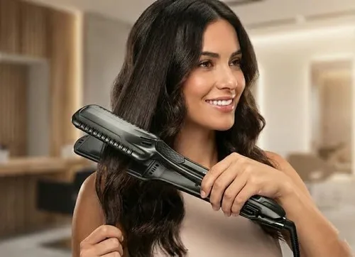 Vista 5 de CROC Plancha plana de titanio Nano negro, 1.75 pulgadas, para tratamientos de queratina, XL Plus