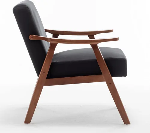 Vista 7 de Container Furniture Direct Silla decorativa con tapicería de microfibra y marco de madera maciza, muebles de sala de estar clásicos de mediados