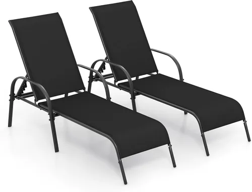 Vista 11 de HAPPYGRILL Sillón de patio, tumbona plegable para exteriores con respaldo ajustable, silla reclinable para tomar el sol, silla de bronceado de playa