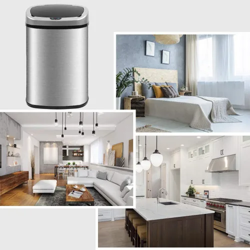 Vista 7 de HGS Basurero de cocina de 13 galones, de acero inoxidable con tapa, sensor automático, sin tacto, de gran capacidad, para el hogar, baño, oficina