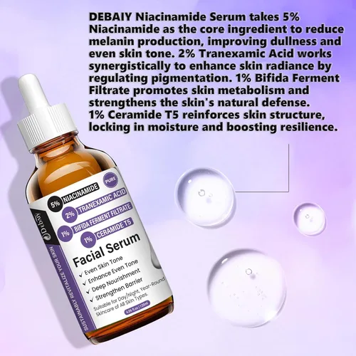 Vista 6 de Suero facial de niacinamida al 5% con ácido tranexámico que mejora el tono uniforme y fortalece la barrera de la piel (4.06 onzas líquidas)