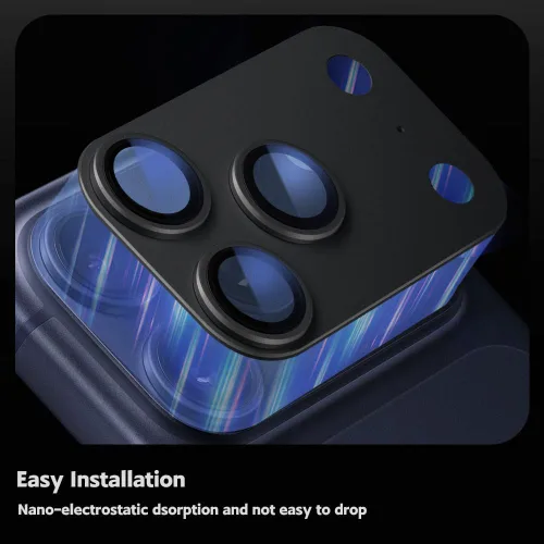 Vista 6 de para iPhone 17 Pro protector de cámara (Paquete de 2), Estuche mate de aleación de aluminio con protector de pantalla de cámara de vidrio templado