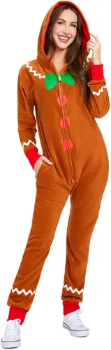 Vista 2 de Tipsy Elves - Enterizo navideño para adultos, cómodo, festivo y a juego para hombres y mujeres con bolsillos prácticos
