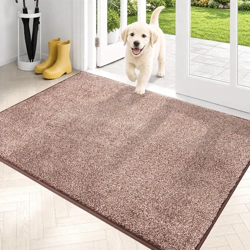 Vista 38 de PURRUGS Tapete para puerta con atrapamiento de suciedad, 20 x 31.5 pulgadas, antideslizante, lavable a máquina, tapete para puerta de perro, tapete