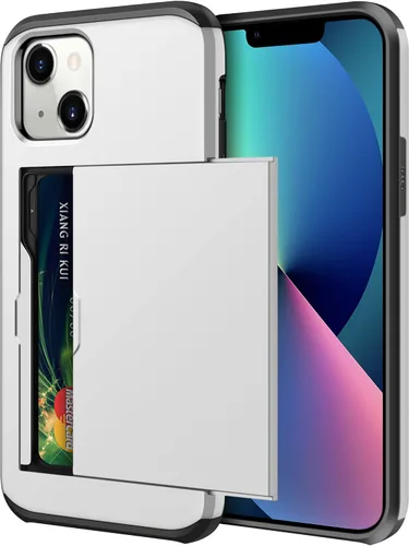 Vista 11 de SAMONPOW Funda compatible con iPhone 13 con tarjetero híbrido de doble capa, protección resistente, a prueba de golpes, 13, para mujeres y hombres