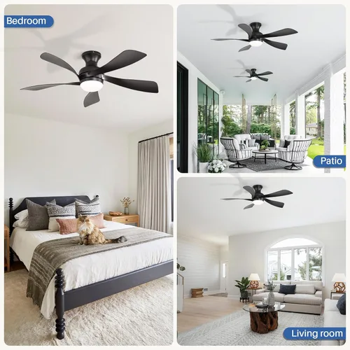 Vista 8 de Sofucor Ventiladores de techo de perfil bajo de 42 pulgadas con luces y 2-Negro