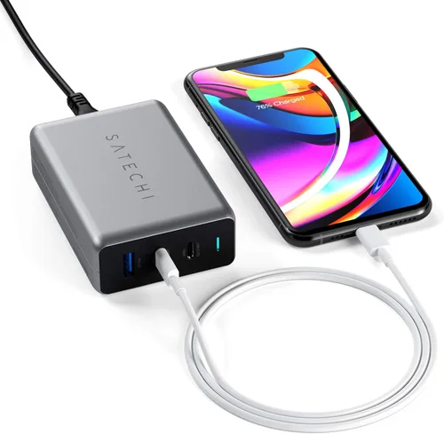 Vista 2 de Satechi Estación de carga compacta USB C PD de 100 W - Compatible con MacBook Air/Pro/Neo, iPad Air/Pro, iPhone 17 a 12 Series, AirPods, Apple