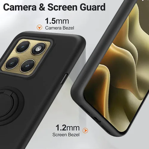 Vista 2 de Funda compatible con Motorola Moto Edge 2026 con protector de pantalla, soporte de anillo giratorio de 360°, soporte de silicona TPU a prueba