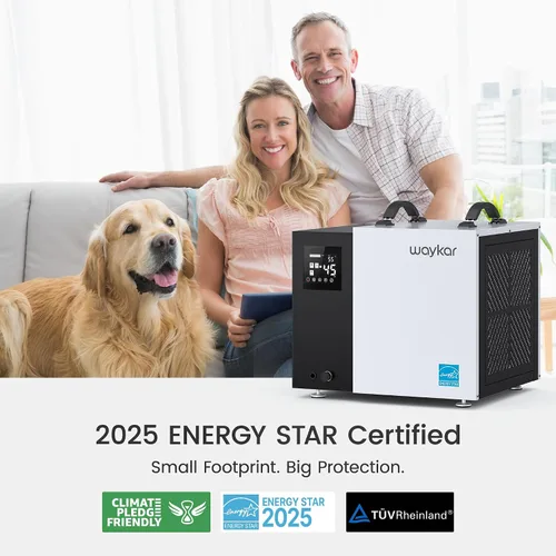 Vista 2 de Waykar Deshumidificador de 70 Pintas Energy Star para Espacios de Acceso Restringido con Bomba, Deshumidificador Comercial para Sótanos y Hogar