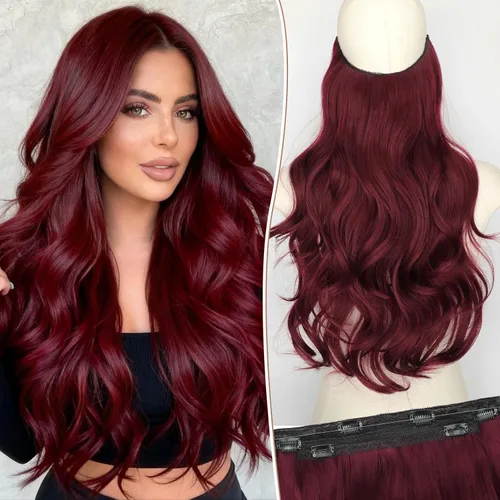 Vista 39 de KooKaStyle Extensiones de Cabello con Alambre Invisible, Largas, Lacias, en Capas, Sintéticas con Alambre Transparente, Tamaño Ajustable, 6 Clips