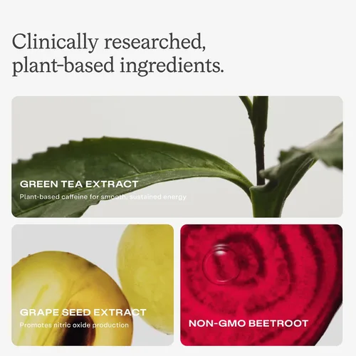 Vista 6 de Humann SuperBeets Energy Plus con extracto de semilla de uva, polvo de raíz de remolacha, extracto de té verde, cafeína, vitamina C, sin OMG, 5.87