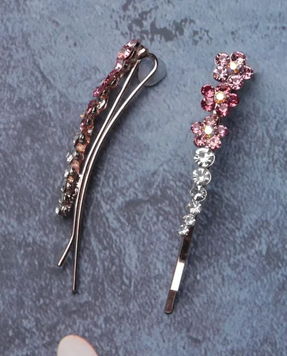 Vista 3 de 2 pines con diamantes de imitación con flores pequeñas, de metal, coloridos, para mujeres y niñas, fiestas, temáticas de boda, baby shower