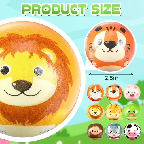 Vista 2 de Libima 36 piezas de bolas de estrés de animales, mini bolas de espuma para apretar, juguete para aliviar la ansiedad y el estrés, juguetes