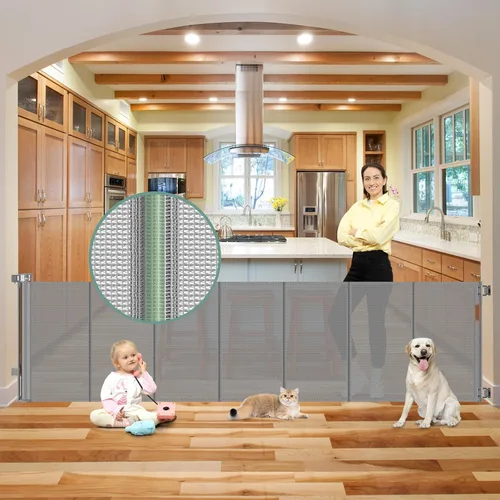 Vista 29 de Puertas retráctiles reforzadas de 33 pulgadas de alto x 55 pulgadas de ancho para puertas, paquete de 2, color negro