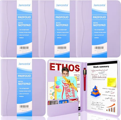 Vista 13 de Portafolio padfolio Jancosta de negocios tamaño carta con bloc de notas rellenables, Negro
