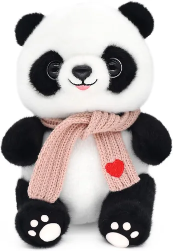 Vista 8 de Muñecas de panda de 9.8 pulgadas con bufanda de corazón de amor, juguetes de peluche suaves de animales de peluche, regalos de cumpleaños para Azul