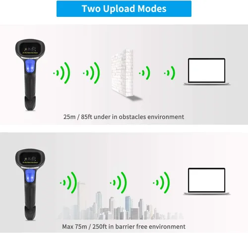 Vista 6 de NetumScan - Escáner de código de barras inalámbrico 1D 2D con soporte, escáner de código QR automático portátil compatible con escaneo de pantalla