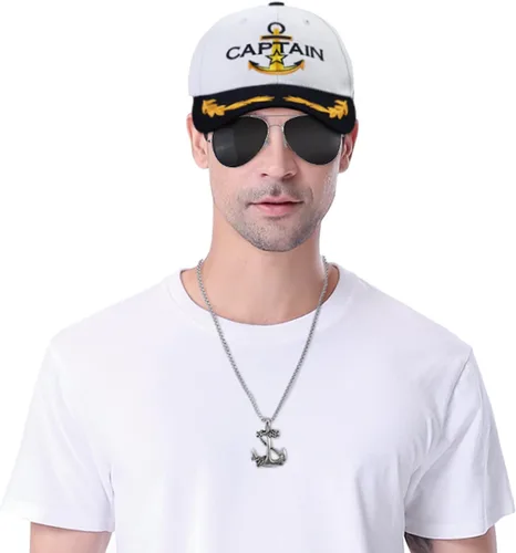 Vista 6 de Funny World Captain Hat Sailor Costume Boat Yacht Accessories Set