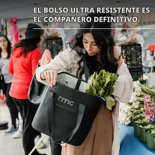 Vista 2 de Bolsa de mano ultra resistente RTIC, impermeable para playa, piscina, toalla, compras, de alta resistencia, resistente a perforaciones, pequeña Negro