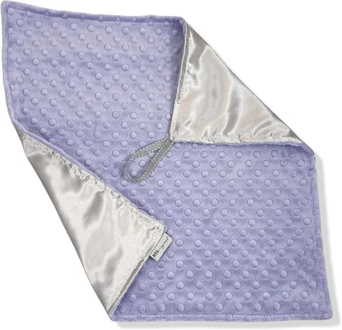 Vista 8 de MEG ORIGINAL Satin and Minky Dot - Manta de seguridad para bebé con lazo (plata/azul)