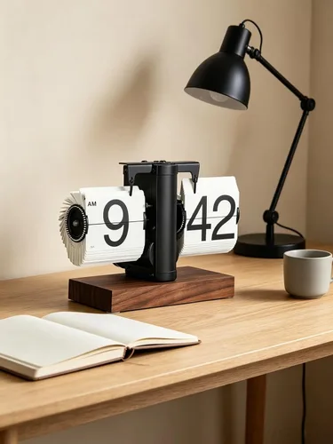 Vista 9 de Reloj retro con tapa, reloj de escritorio con pilas, reloj de mesa abatible de 12 horas, reloj mecánico retro abatible de gran número con base