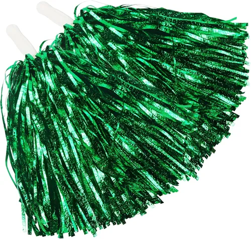 Vista 11 de Hooshing 12/24 unidades de pompones para porristas, pompones esponjosos metálicos brillantes para equipo de equipo deportivo, espíritu de fiesta