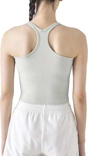 Vista 27 de sphinx cat - Camiseta corta de entrenamiento para mujer, camiseta sin mangas, acanalada, con espalda cruzada y brasier integrado