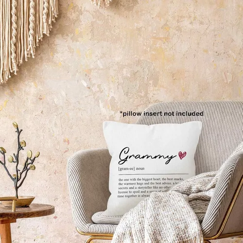 Vista 2 de Funda de almohada con definición de Grammy de 18 x 18 pulgadas, funda de almohada de cumpleaños para abuela, decoración cuadrada para el hogar