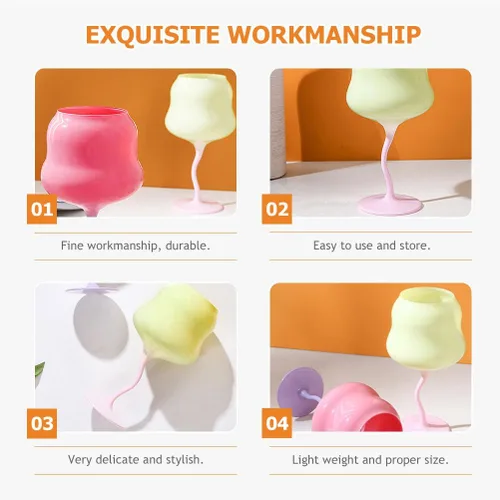 Vista 9 de Gadpiparty Juego de copas de vino con forma de flor, copas de copa de vino, copas de cristal con forma de flor, vasos de tallo para boda, primavera
