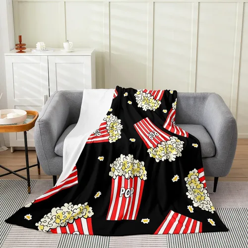 Vista 17 de Manta de felpa con diseño de palomitas de maíz, para niños, niñas, adolescentes, cine para todas las estaciones, manta de cama transpirable a