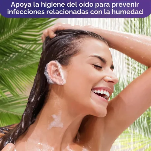 Vista 6 de 100 piezas de cubiertas para los oídos para la ducha, desechables, de plástico resistente al agua Cubiertas desechables para teñir el cabello