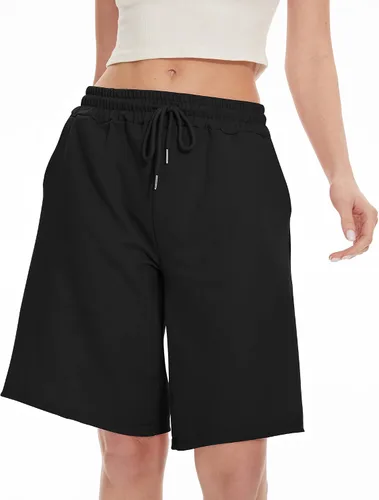 Vista 2 de SICVEK Womens Knee Length Bermuda Shorts Loose Fit Summer Cotton Comfy Lounge Shorts Drawstring with Pockets