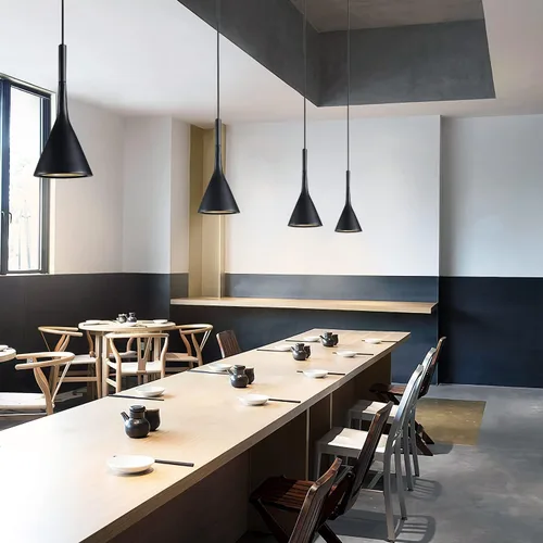 Vista 4 de KCO Lighting Farmhouse - Lámpara colgante de cono negro de 1 luz, pequeña lámpara colgante industrial para isla de cocina, luminaria colgante