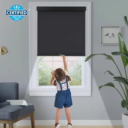 Vista 23 de Persilux Persianas enrollables opacas inalámbricas para ventanas, parada libre con cenefa, persianas de tela con aislamiento térmico, protección UV