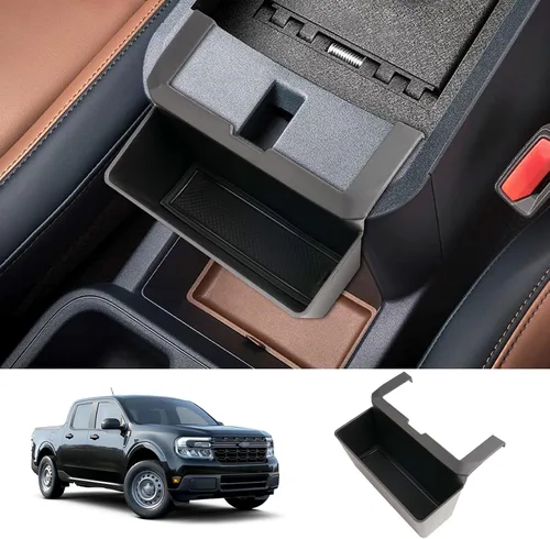 Vista 8 de LUWU Bandeja organizadora de consola central para camioneta Ford Maverick 2023 2022 2023 Maverick XLT caja de almacenamiento para reposabrazos 2023