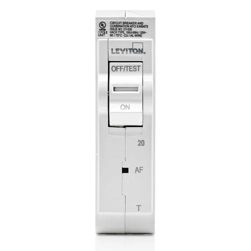 Vista 2 de Leviton LB120-AFT - Disyuntor de rama AFCI de 1 polo, 20 A, magnético térmico, 120 V, color blanco