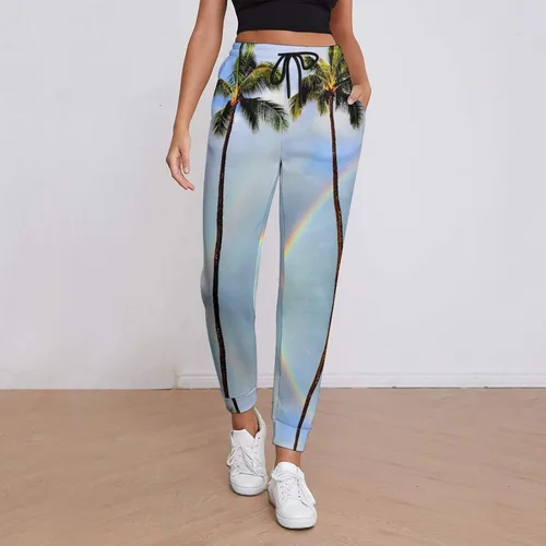 Vista 2 de Rainbow Palm Trees Casual Sweatpants for Women High Waisted Jogger Pants Sport Trousers with Pockets
