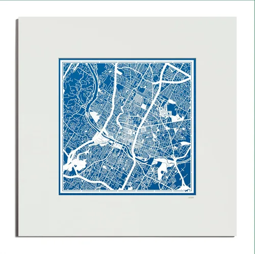 Vista 119 de O3 Design Studio San Diego, CA Paper Cut Map Matted Grey 20x20 in Paper Art