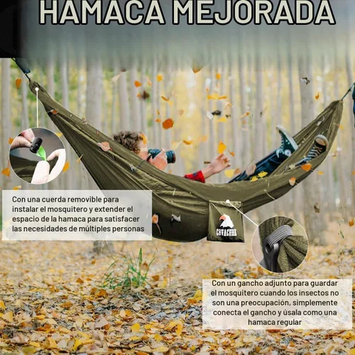 Vista 4 de COVACURE Hamaca de camping – Hamaca portátil de capacidad de 772 libras con correas de árbol, hamaca de viaje de nailon de paracaídas duradera