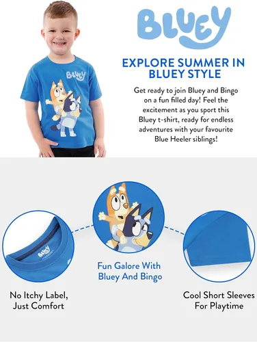 Vista 4 de Bluey Camisa Camiseta de verano de manga corta para niños Camisas de bingo para niños Camisetas de bingo Tallas 18M a 5