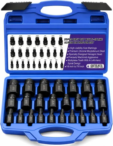 Vista 8 de LLNDEI Juego de extractor de tornillos con cabeza hexagonal, splines múltiples, extracción fácil de pernos redondeados, removedor de tornillos