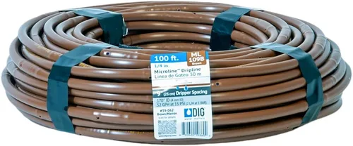 Vista 12 de DIG ML-112B ¼" 100' MICROLINE™ Dripline, 12" doble salida emisor espaciado, tubo resistente a los rayos UV para riego eficiente Ideal para camas