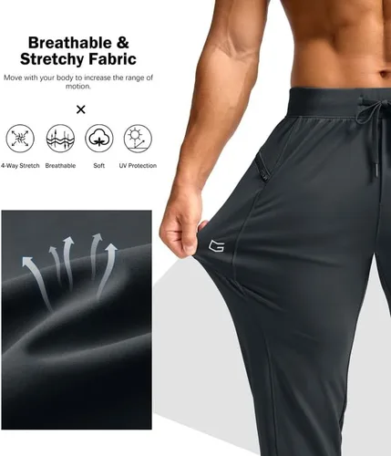 Vista 5 de G Gradual Pantalones deportivos para hombre con bolsillos con cremallera, elásticos, cónicos, pantalones deportivos para hombre, entrenamiento